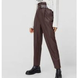ASOS Strativarious paper bag waist faux leather pants SZ  2
